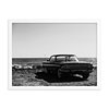 Old Classic Retro Auto on the Sea Coast. Framed Photo Poster