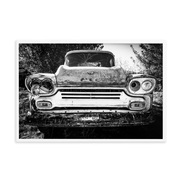 Old Rusty Classic Retro Auto. Framed Photo Poster