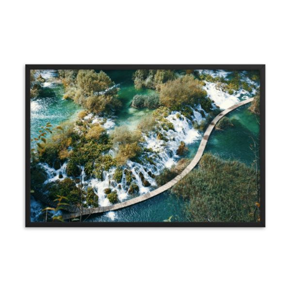River Waterfall. View from above. Framed Photo Poster