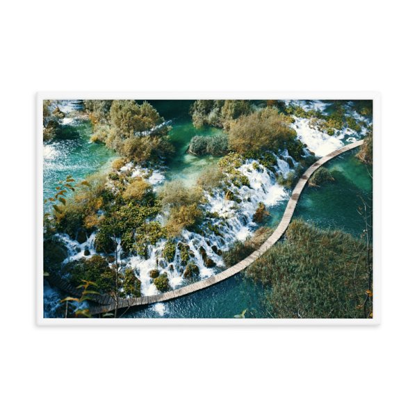 River Waterfall. View from above. Framed Photo Poster
