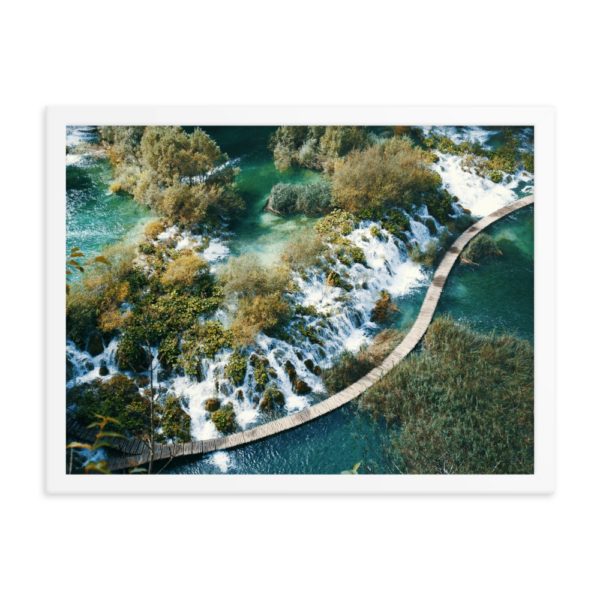 River Waterfall. View from above. Framed Photo Poster
