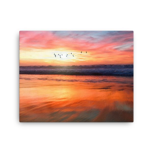 Sunset over Sea Photo Print Canvas