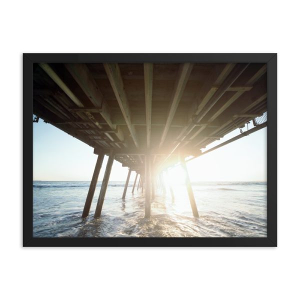 Under Bridge at Sunrise on the Ocean  Framed Photo Poster